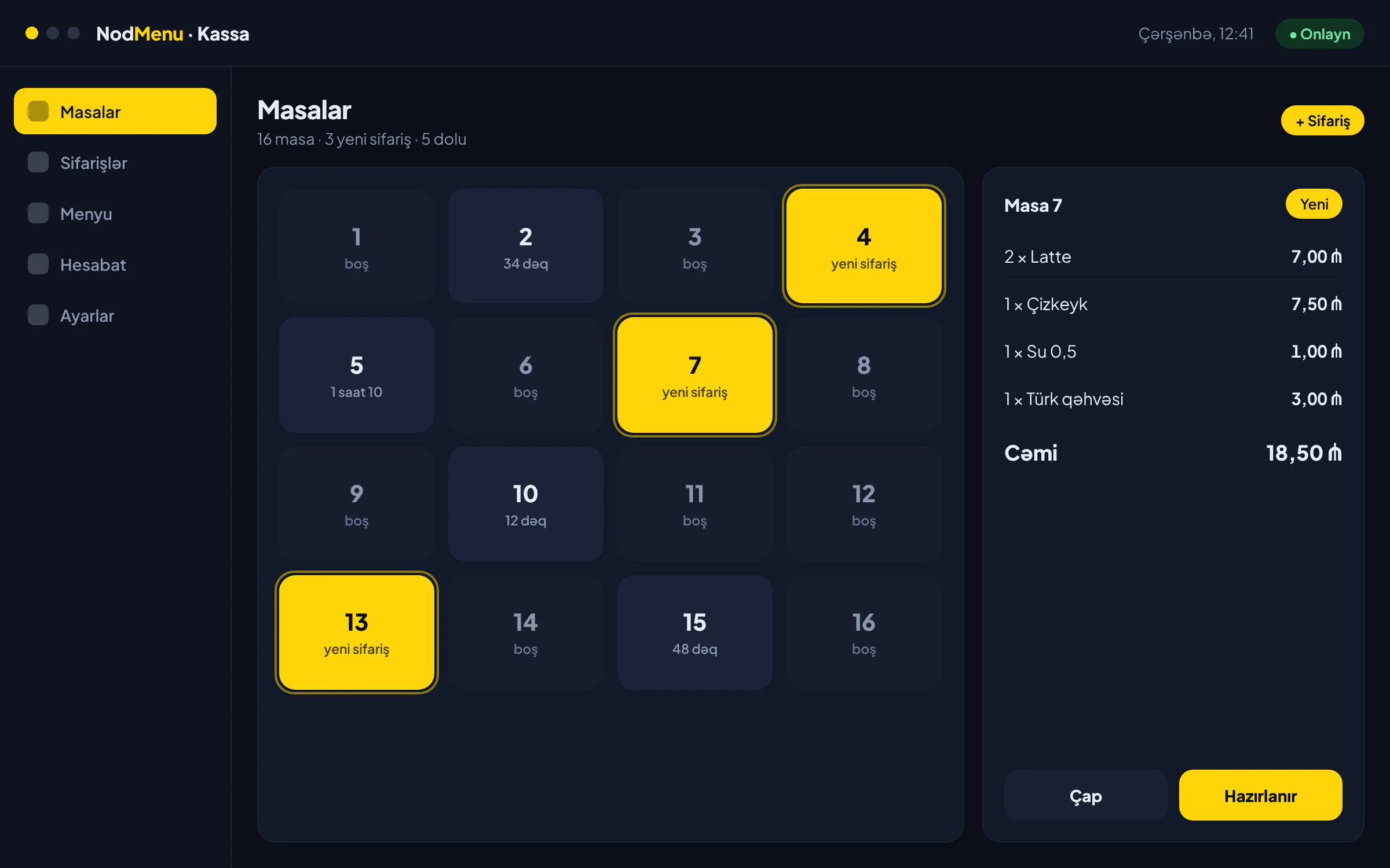 NodMenu proqramının ekranı